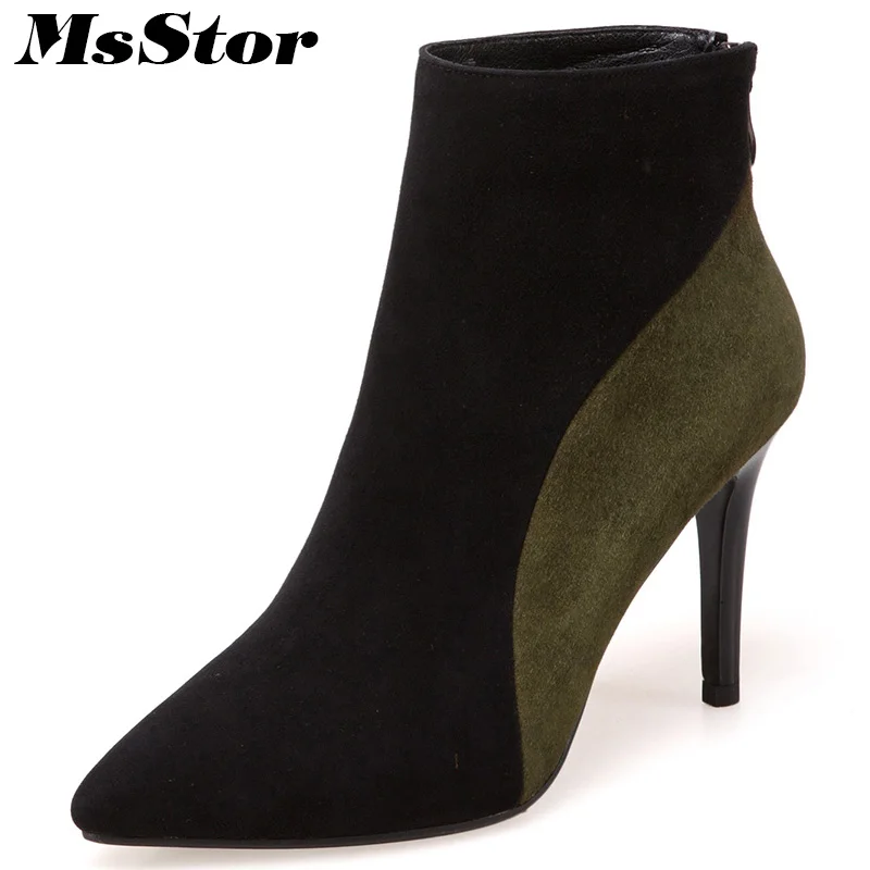 MsStor Pointed Toe High Heel font b Boots b font Shoes Woman Casual Fashion Zipper font
