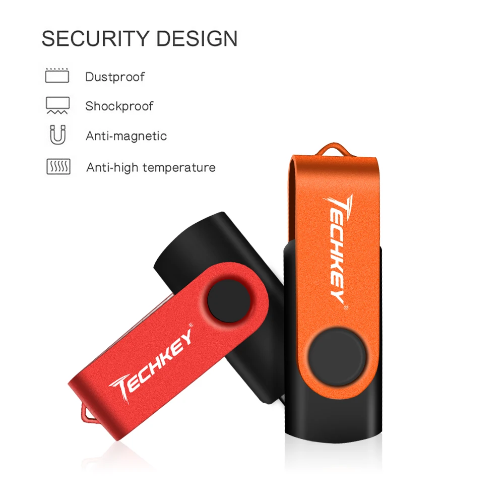 Unidad Flash USB, pendrive TECHKEY de 32GB, 128GB, 64GB, 8GB, 4GB, micro cel, regalo, disco u