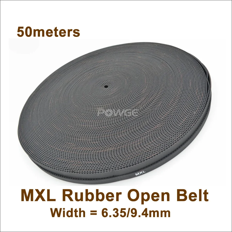 

POWGE 50meters MXL Open Timing Belt Width 6.4/9.4mm MXL 025" 037" Rubber Synchronous Belt Fit MXL Timig Pulley MXL-037