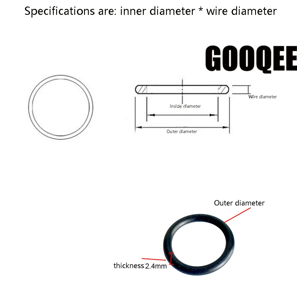 10 шт. бутадиен-нитрильный каучук OD17/18/19/20/21/22/23/24 мм маслостойкий бутадиен-нитрильный каучук кольцо уплотнения раздел 2,4 мм уплотнительное кольцо уплотнительная кольцевая прокладка