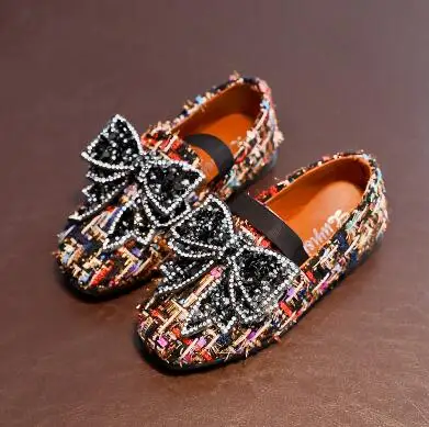 Новая кожаная обувь для девочек со стразами модная обувь принцессы детская танцевальная обувь детская обувь 17N1120 - Цвет: Коричневый