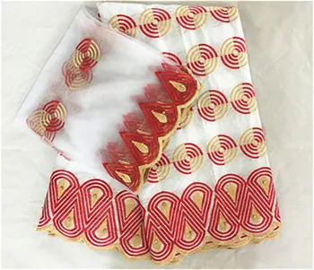 

Basin riche geter 2018 hot sale bazin brode lace with net lace nigerian gele headtie for wedding 5+2yards/lot