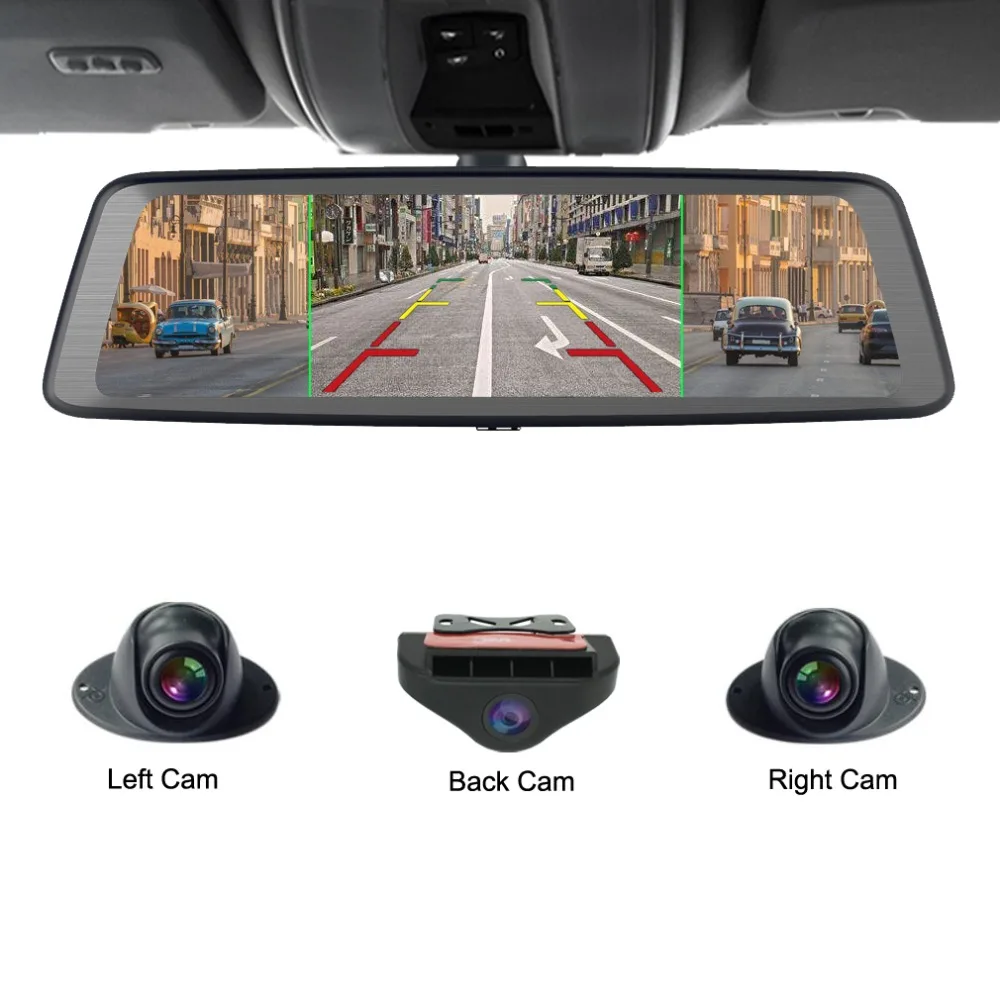 zuczug 360-degree panoramic 4CH Cameras lens 10\ Touch Android Navi car camera gps rear view mirror dvr drive recorder ADAS WIFI