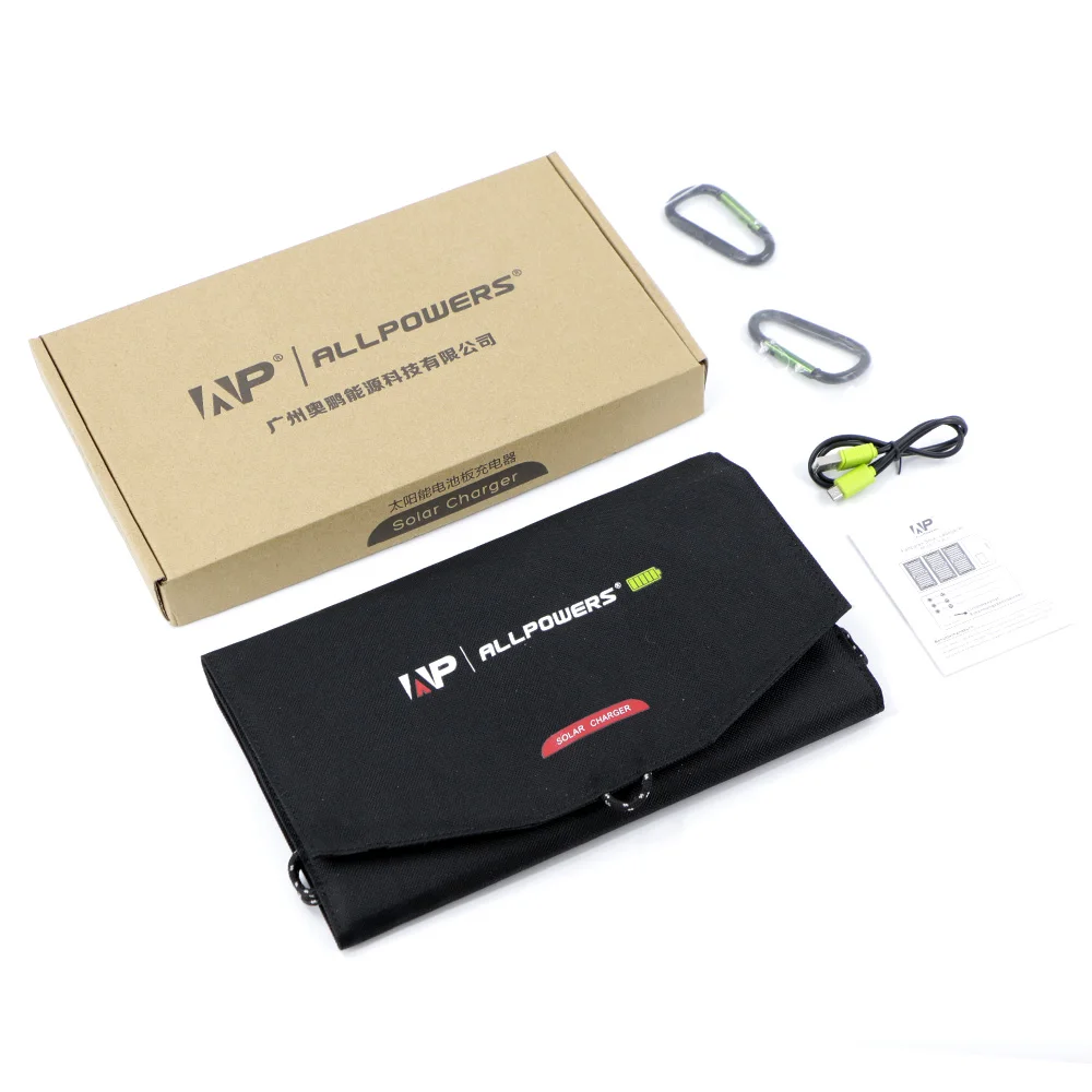 ALLPOWERS cargador de batería Solar portátil 5 V 15 W Dual USB tipo-A + tipo-C portátil del cargador del Panel Solar al aire libre ¡Plegable Panel Solar! - 5