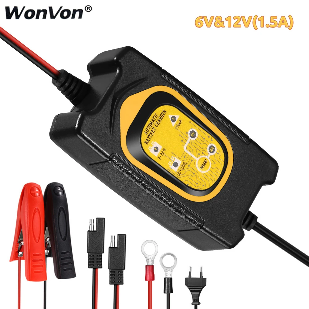 

100-240V 12V/6V 1.5A Motorcycle ATV Car Battery Charger Moto Maintainer for Lead Acid batteries cargador de bateria vehiculo 12v