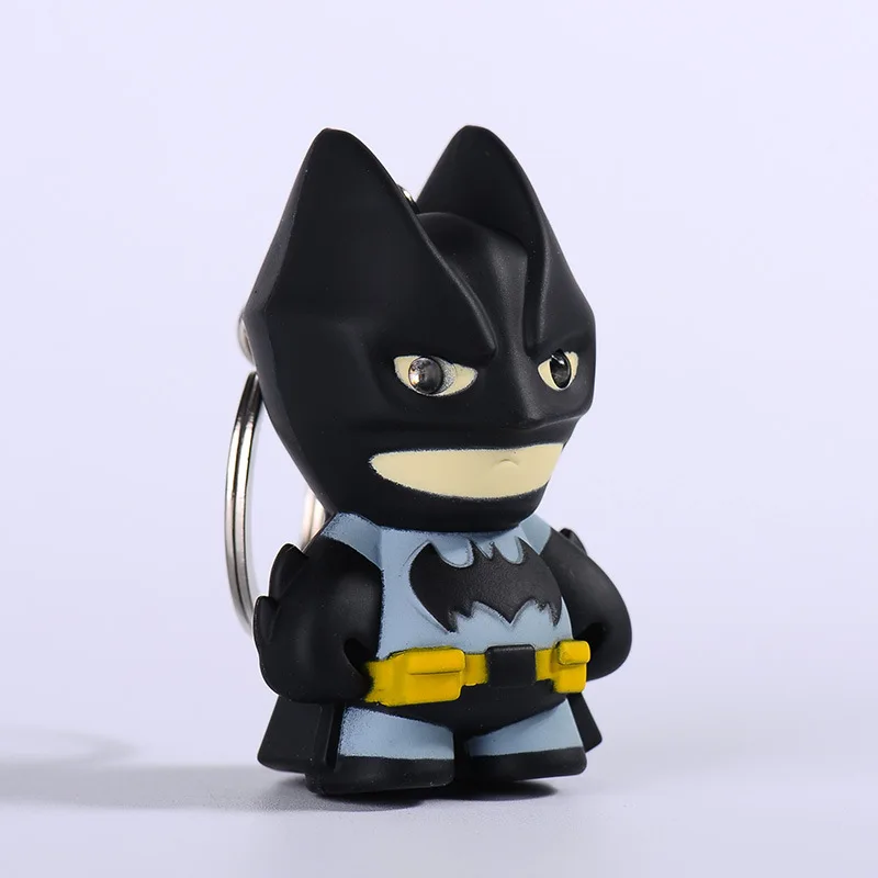

Cartoon Cute Doll Batman Anime Keychain with LED Lights Sound Key Rings Child Toys Pendant Key Chains Gift Trinkets Llaveros
