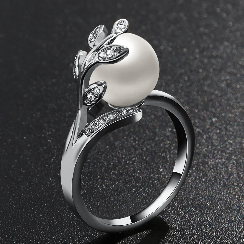 MISANANRYNE модное элегантное женское кольцо из жемчужного листа, кольцо с кристаллами, ювелирное изделие, подарок на свадьбу, размер#7-9