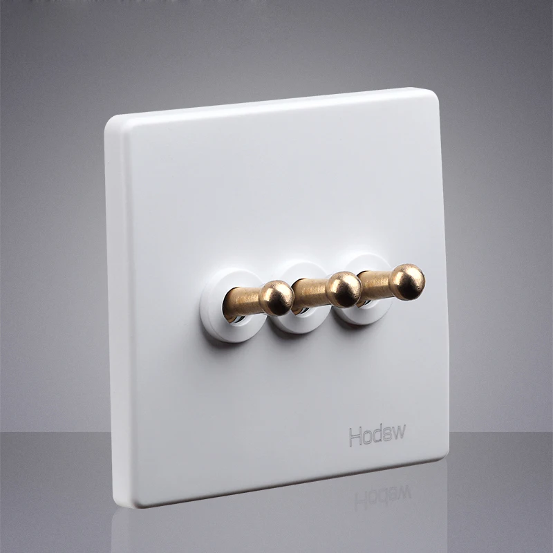  1-4 Gang White Toggle Lamp Switch Outlet Brass Lever Single Dual Control Retro Light Switch Wall Po - 32976150114