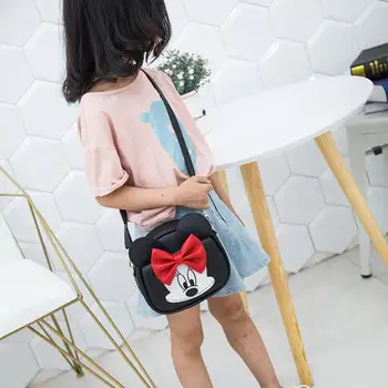 

Cartoon Wave Point Girls Messenger Bag Lovely Bow Minnie Mickey Children Bag Fashion Crossbody Bags Female Shoulder Bag