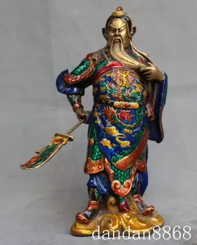 

christmas chinese bronze Cloisonne Dragon martial Guan Gong Guan Yu Warrior God statue halloween