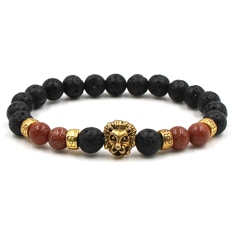 

Fashion Lion Head Bracelet Buddha beads Bracelets Bangles Charm Natural Stone Bracelet For Men Women Bead Jewelry