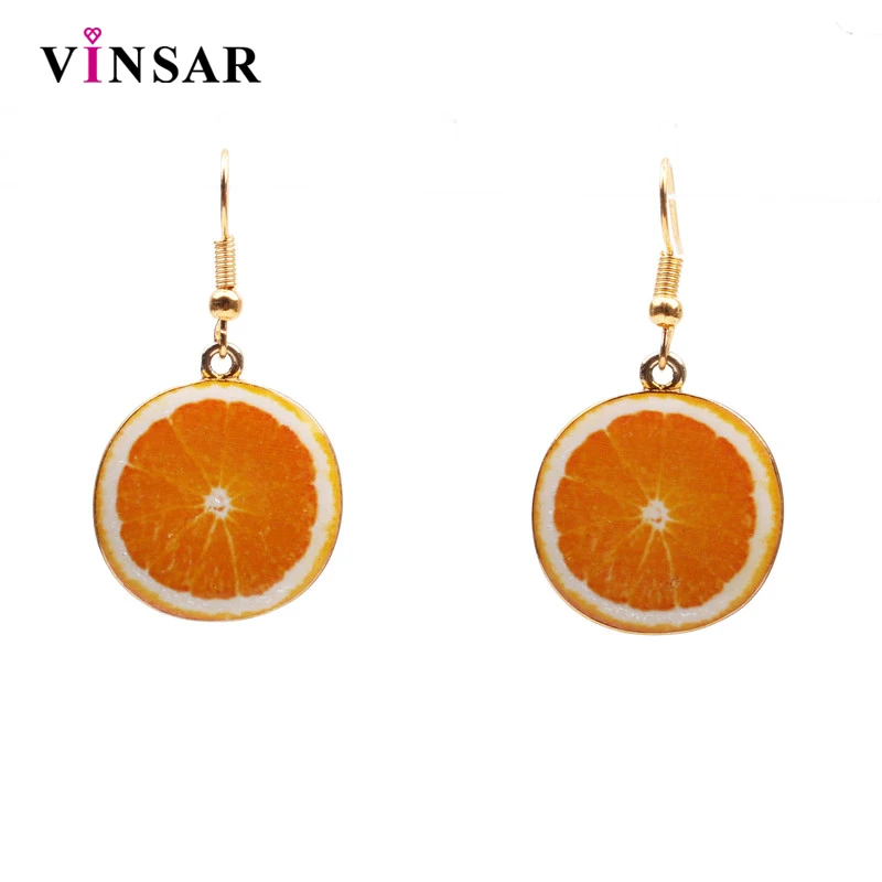 VINSAR Wholesale Cute Dangle Resin Fruit Earrings Orange Fruit Earrings