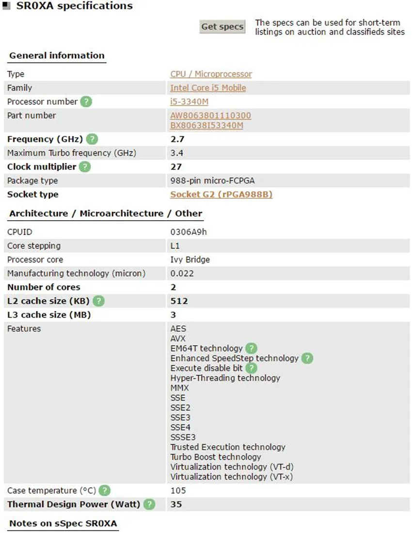 Intel Core Dual-восьми-ядерный мобильный процессор Количество ядер процессора i5-3340M I5 3340 М 2,7 ГГц L3 3 м гнездо G2/rPGA988B SR0XA ноутбук