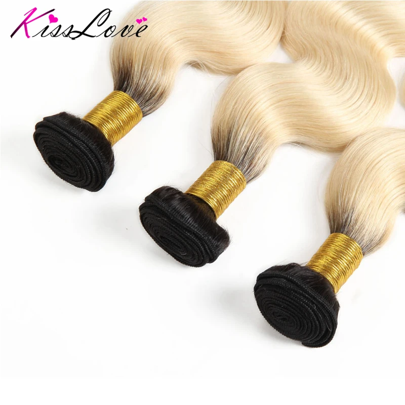 Kiss Love пучки волос от светлого до темного цвета с закрытием малайзийские объемные волнистые волосы 1B 613 цвет человеческие волосы 4 шт. пучки человеческие волосы для наращивания