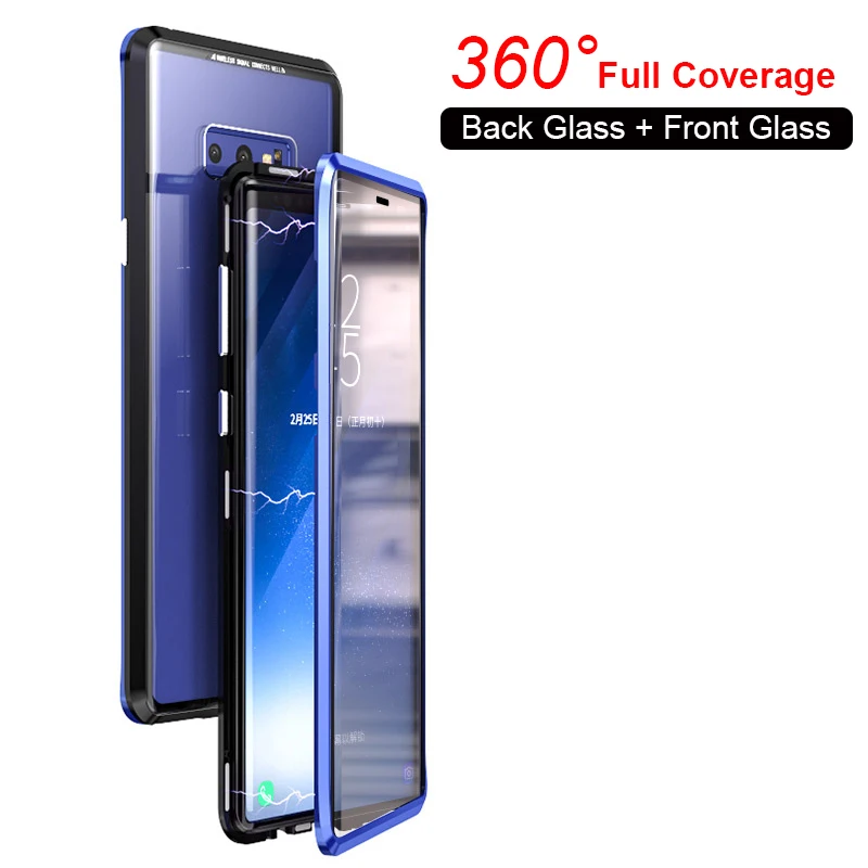 Полный корпус защитный чехол для samsung Galaxy Note 10 Plus чехол 360 металлический чехол для samsung. S 8 9 10 Plus. Note8. Note9. Note10 чехол - Цвет: Black Blue