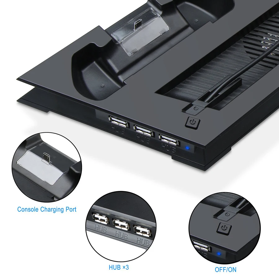 PS4 тонкая зарядка вертикальная подставка контроллер Зарядное устройство Док-станция охлаждающий кулер для Sony Playstation PS 4 тонкие консольные аксессуары