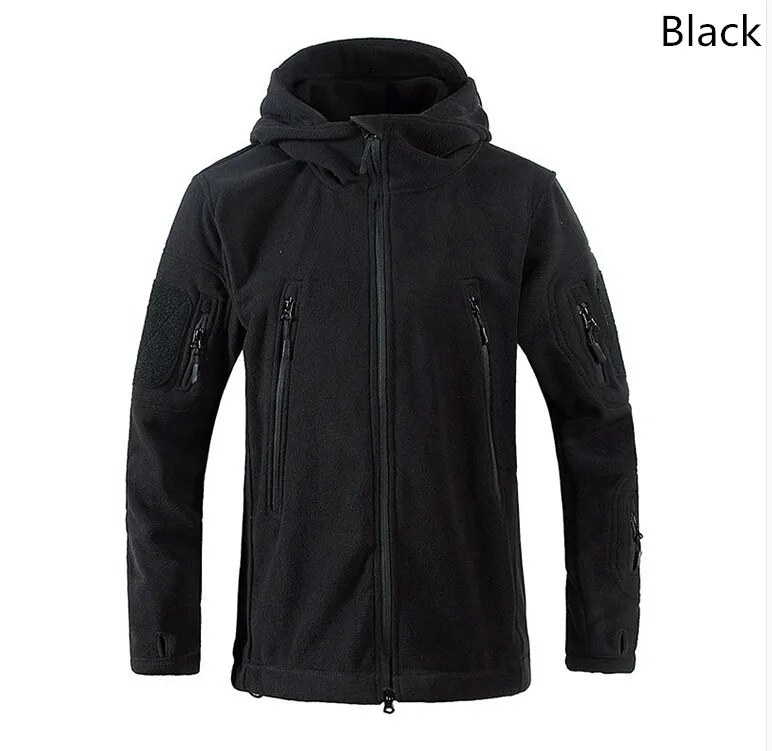 Лидер продаж тактическая уличная флисовая куртка мужская термальная Спортивная Военная армейская куртка для фитнеса охотничья походная спортивная куртка с капюшоном - Цвет: Black