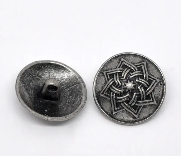 DoreenBeads резное античное серебро узор пошив металлические кнопки 20 мм, продается в упаковке 30 новинка