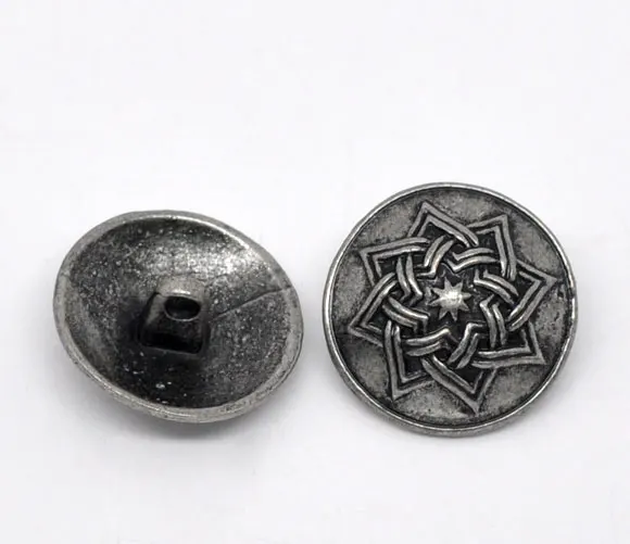 

DoreenBeads Antique Silver Carved Pattern Sewing Metal Buttons 20mm,sold per packet of 30 2015 new