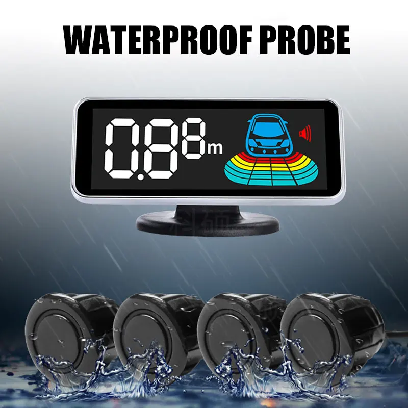 

Vehemo 4 Sensors LED Reversing Radar Parking Sensor Reverse Security Car Universal LCD Digital Display