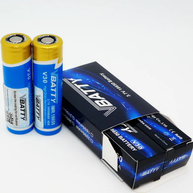 Бренд для Vbattty 18650 3000 mah 18650 аккумулятор 40a high drian li-ion 3,7 V аккумулятор с плоским верхом PK LGDBHE4(12 шт