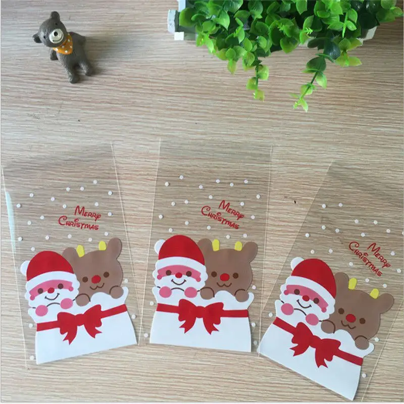 100Pcs Sweet Candy Biscuit Party Favour Gift Bag Christmas Cellophane Cookie Bag