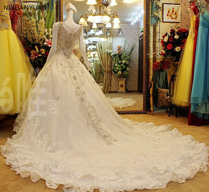 Vestido de Noiva 2021 аппликации кружево Королевский поезд свадебное платье размера плюс