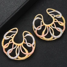 GODKI известный бренд 42 мм большие роскошные геометрические CZ кубический циркон серьги гвоздики для женщин Свадебные Серьги pendientes mujer moda