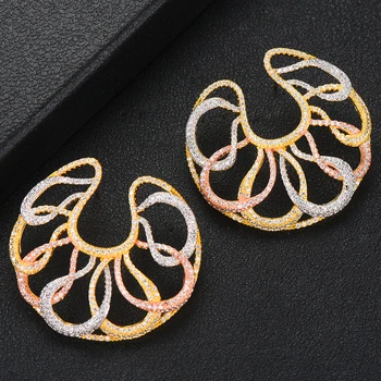 

GODKI Famous Brand 42MM BIG Luxury Geometric CZ Cubic Zircon Stud Earrings for Women Wedding Earrings pendientes mujer moda 2019