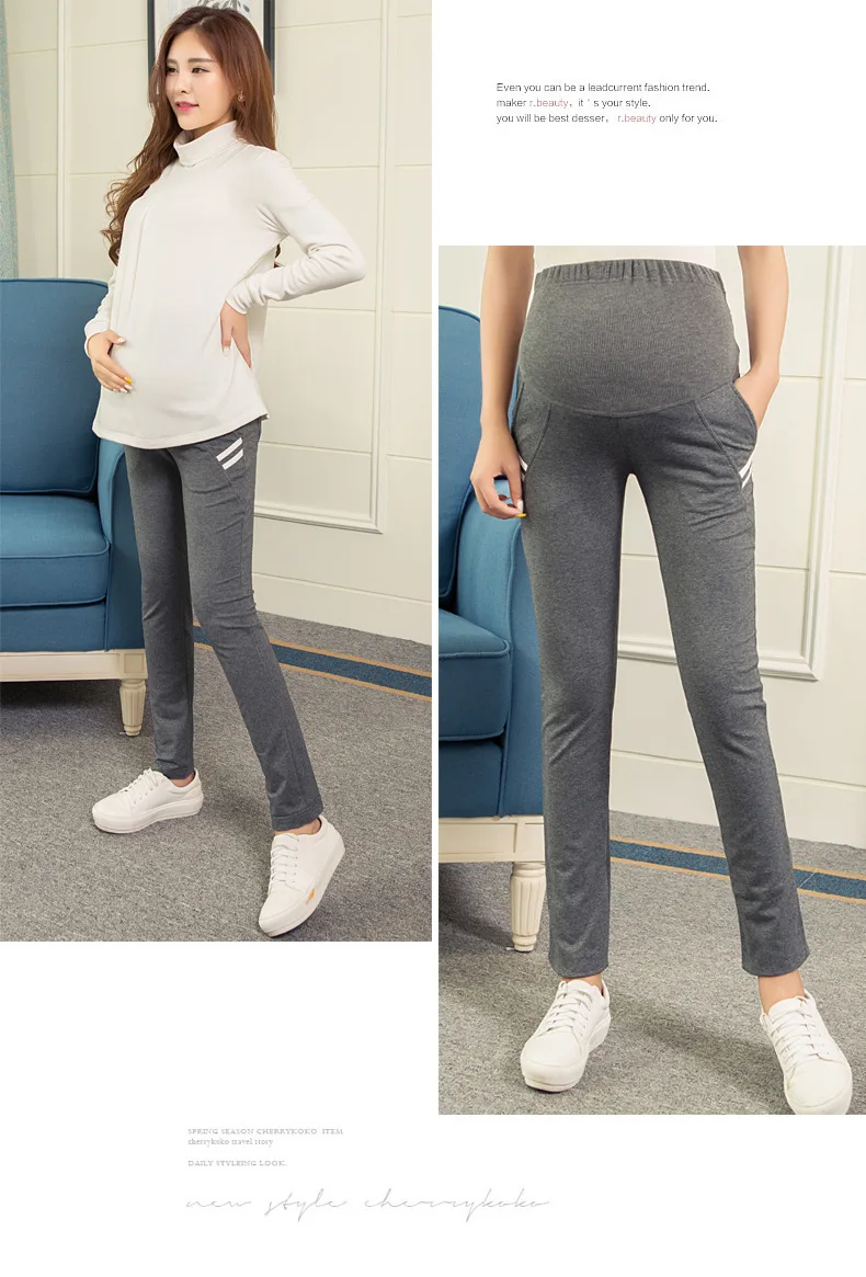 Calças de Cintura Roupas de Maternidade Leggings Mulheres Grávidas Calças Barriga Abdominal Pantsadjustable 5 High Quality Mamãe e Bebê