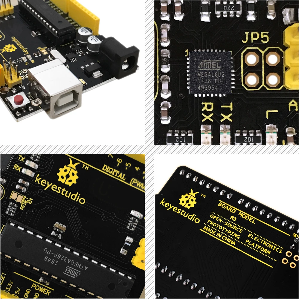 Keyestudio UNO R3 ATmega328P макетная плата+ usb-кабель, совместимый с Arduino UNO R3