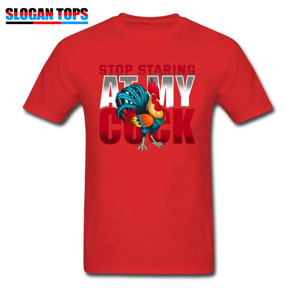 Street Crewneck T Shirts Summer/Fall Tops Shirts Short Sleeve Brand New Pure Cotton Leisure Tops Shirts comfortable Men's Stop Staring At My Cock Funny Chicken 9331 red