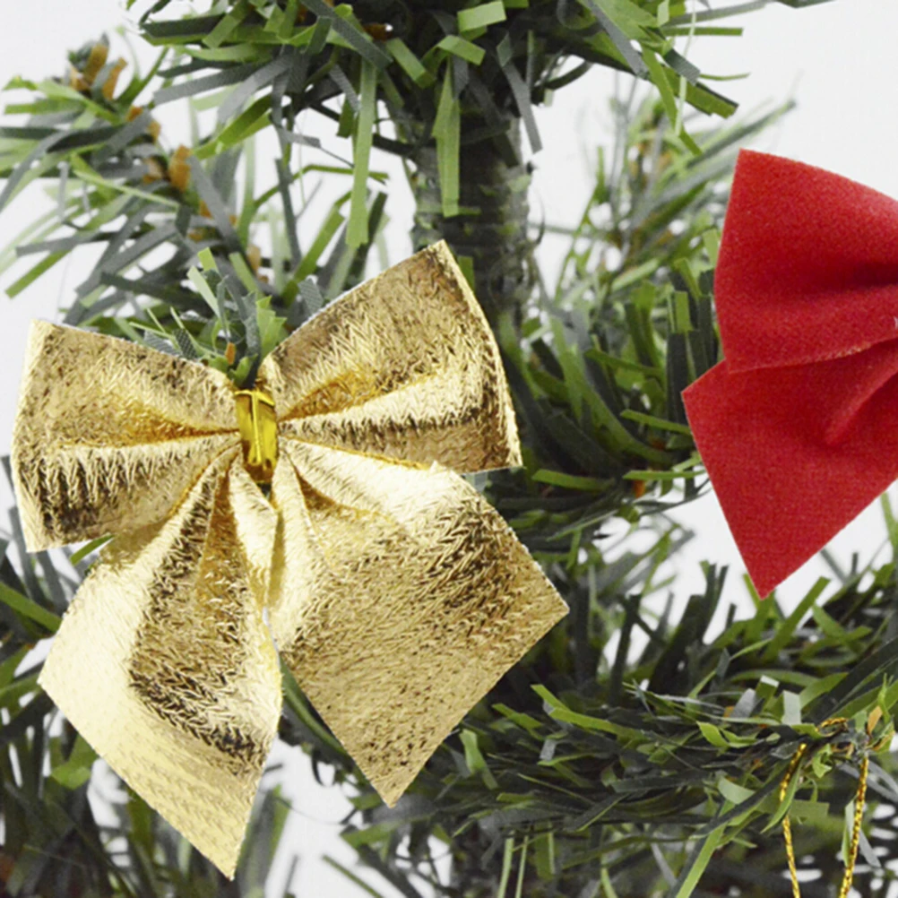 Рождественская 12 шт. украшение в виде елки с бантом украшения на год украшения Санта Клаус поставки красное золото серебро