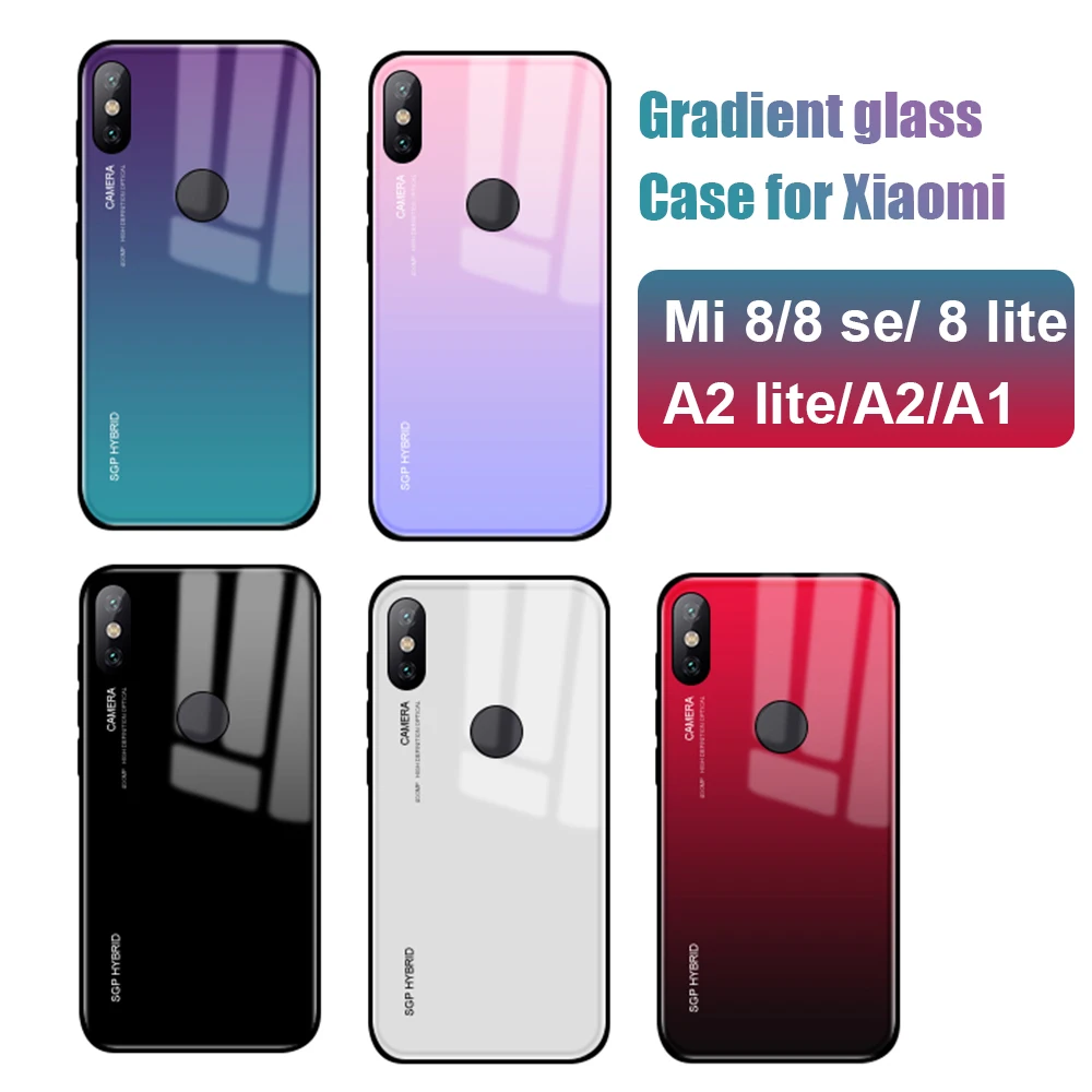 Градиентный чехол из закаленного стекла для Xiaomi mi A2 lite 8 Чехлы xiomi se A1 6X 5X 6 5 X задняя