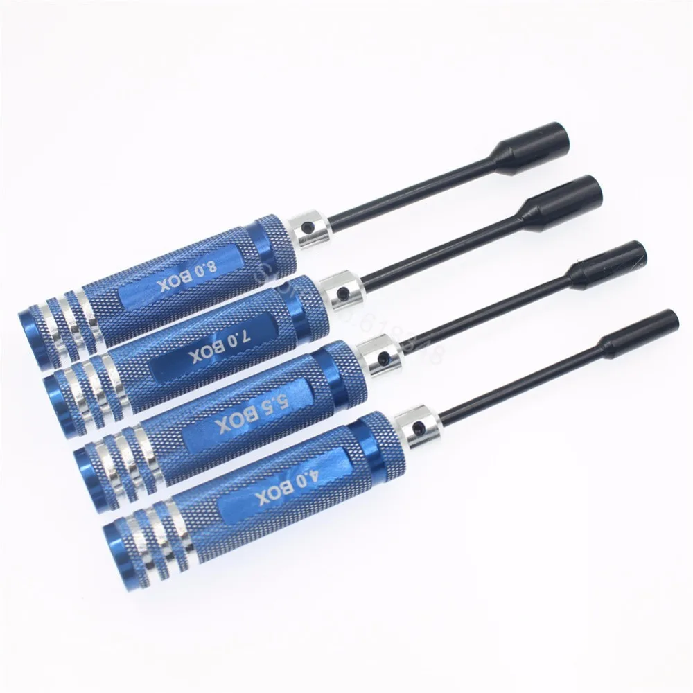 

4Pcs Hex Nut key Socket Screw Driver Wrench Spanner Box 4.0mm 5.5mm 7.0mm 8.0mm Repair Tools Kit For RC Car Quadcopter Drone