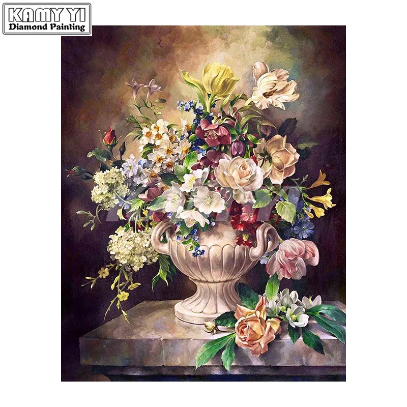 5D DIY full Square drill Diamond painting Cross stitch Still life flower Rhinestone embroidery Mosaic decor gift_