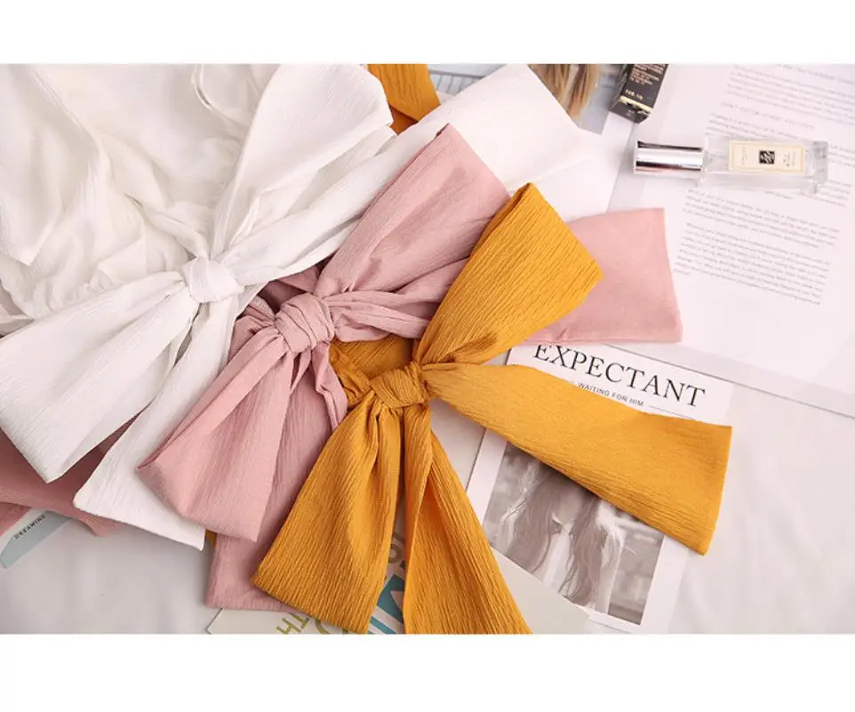 2018 summer women short flare sleeve short top sexy wrap v neck blouse female vacation lace up bow tie crop shirt top