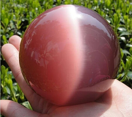 

A 401Hot Sell ASIAN QUARTZ PINK CAT EYE CRYSTAL BALL SPHERE 60MM STAND (0601)