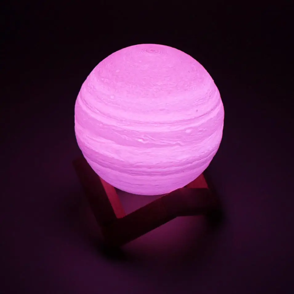 قابلة للشحن 3D طباعة جوبيتر مصباح LED ضوء الليل مع 7 ألوان تغيير بات التبديل لغرفة النوم خزانة ديكور المنزل الإبداعية هدية