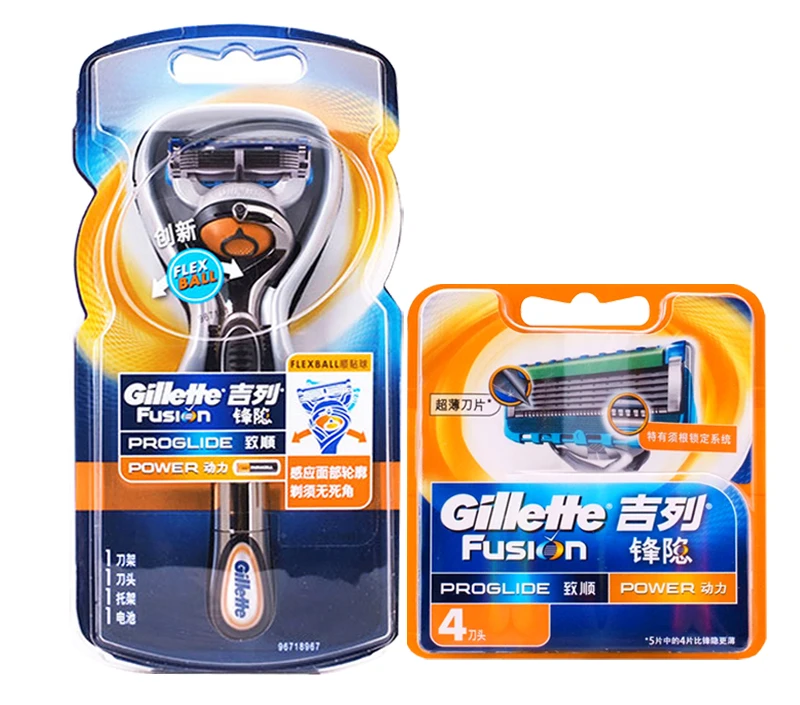 3 Gillette Fusion Proglide Flexball Power Razor Electric Shaving Razors Blades for men Safety Shave Men'S Beard Shaver 1 Holder 5 Blade