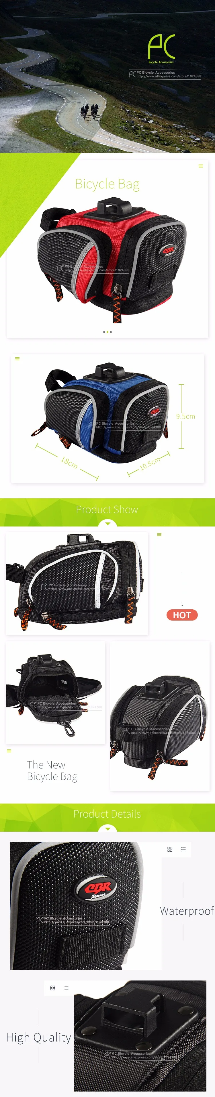 Top CBR Bicycle Bag MTB Road Mountain Bike Bag Tail Bag Waterproof Saddle Bag Seat Tail Pouch Cycling Package Accessories 0