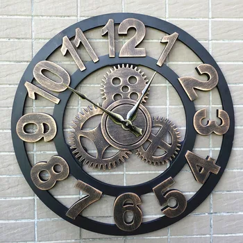 

Hall Bell Handmade Oversized 3D Vintage Wall Clock Decorative Luxury Art Big Speed Wooden Big Watch