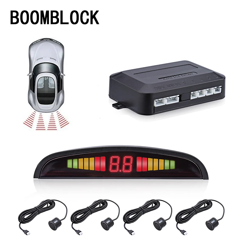 BOOMBLOCK Car Reversing Radar Parking Sensor LED Display Beep Alert For