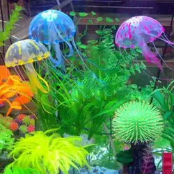 Высокое качество светящийся эффект Медузы для аквариумных рыб Jar Танк орнамент Плавание украшения 2018