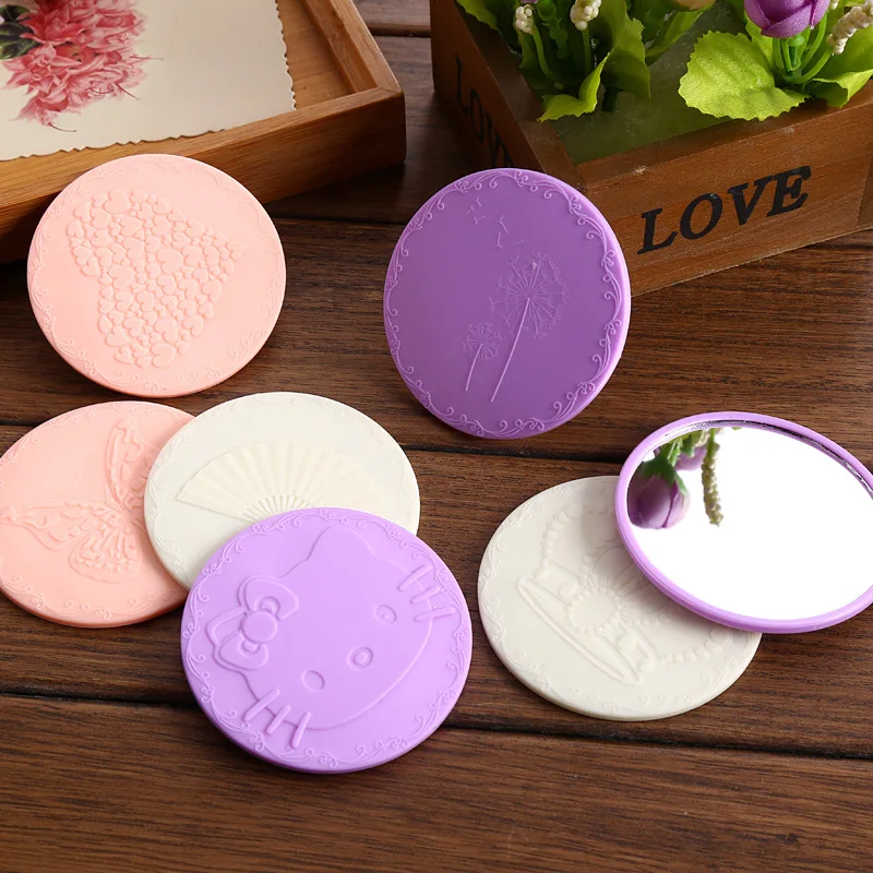 1pcs round small pocket mirror embossed vintage mini cute hand mirrors