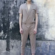 Брюки мужская одежда персонализированные с коротким рукавом гарем комбинезон мода мужчины начальная певица костюмы одежда