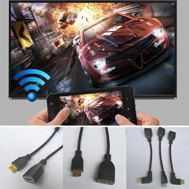 Вверх вниз вправо влево угловой мини HDMI к HDMI мужчин и женщин кабель 10 см для ноутбука ПК HDTV Тип C Hdmi мини HDMI угол адаптера