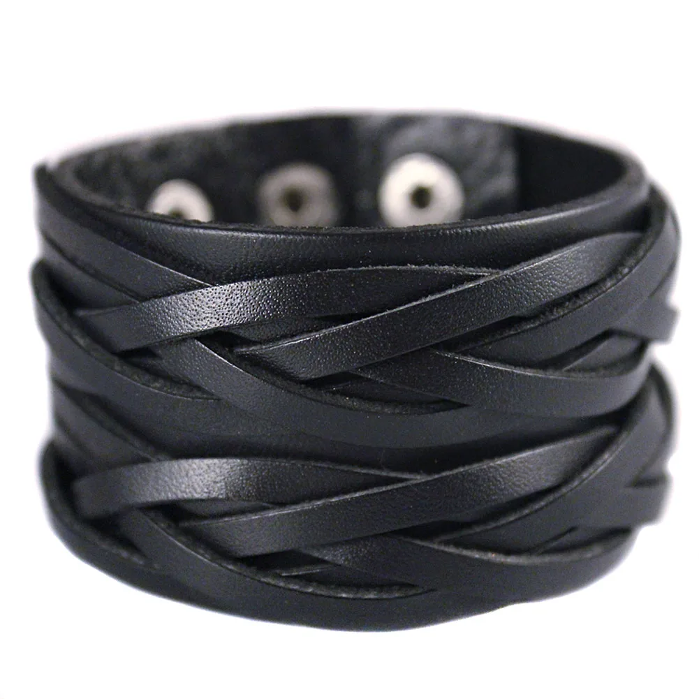 

Men Women Bracelet Leather Alloy Snap Button Hand Chain Casual Bracelets Jewelry Accessories HSJ88