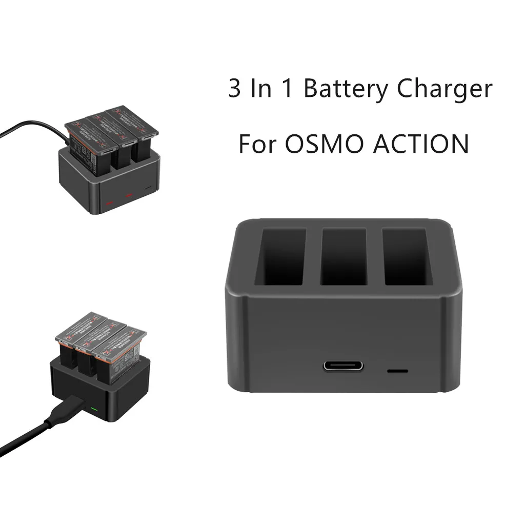 

3 In 1 Intelligent Battery Charger For Power Supply Sturdy Charging for Action Battery