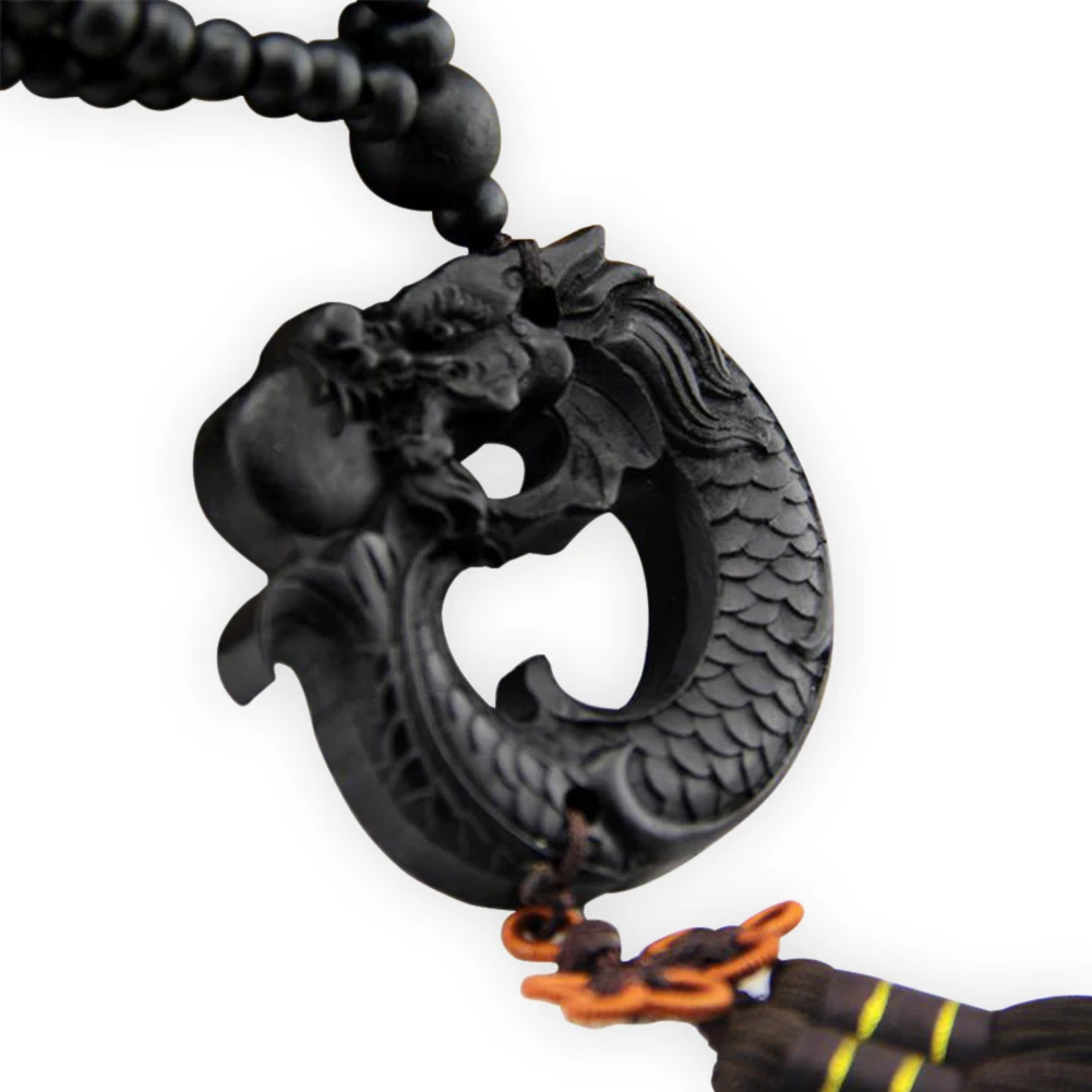 Crafts Carving Hang Decorations Dragon Sculpture Ebony Wood Car Pendant Chinese Fengshui Prayer
